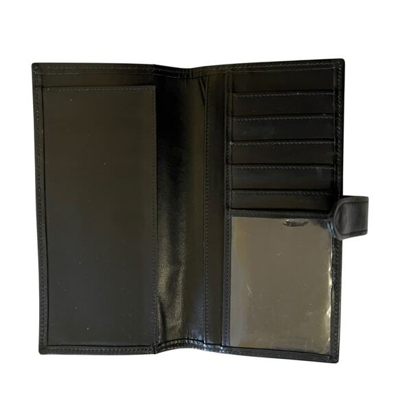 Vintage Ghurka Marley Hodgson MH Logo Black Leather Snap Tab Checkbook Wallet - Picture 4 of 9